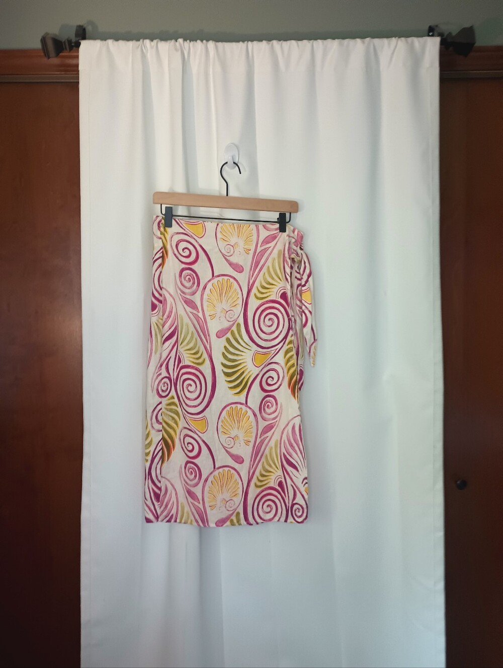 Christian Siriano Womens Linen Wrap Skirt XS Bright Multicolor Beach Tropical